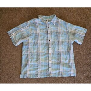 Caribbean Blue Paid Short Sleeve Hawaiian Shirt Mens‎ 3XT